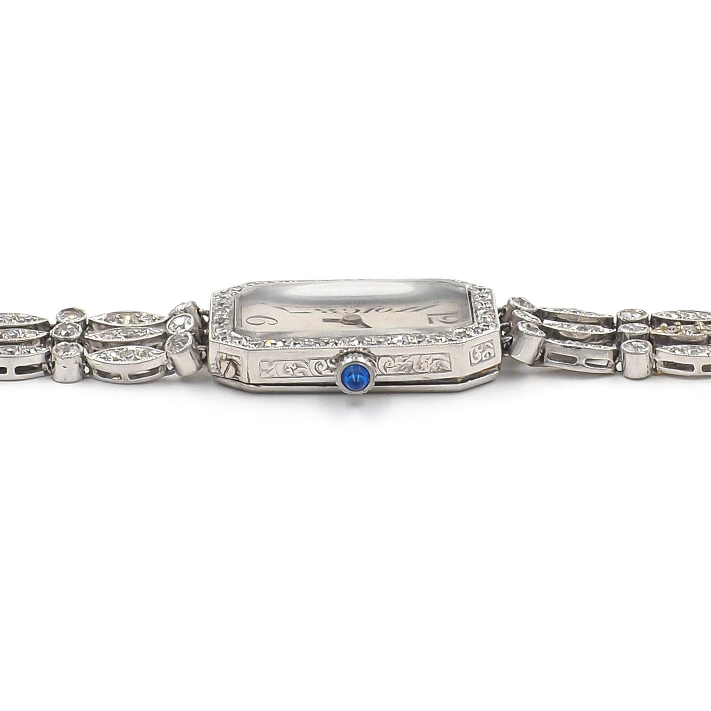 Art Deco 2.50 Ctw. Old Cut Diamond Bracelet Watch