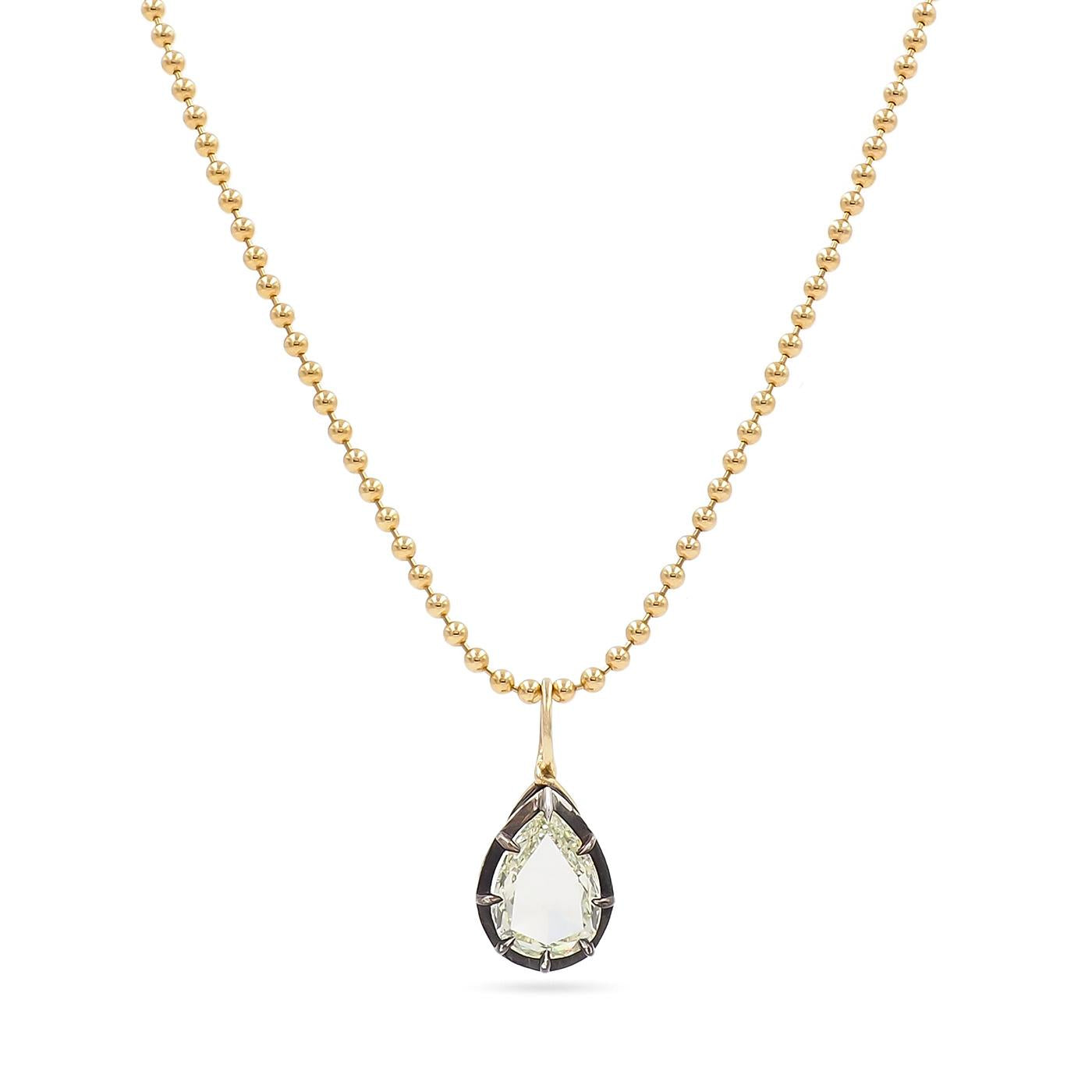 2.02 Carat Pear-Shaped Rose Cut Diamond Pendant Necklace from Bespoke by Platt