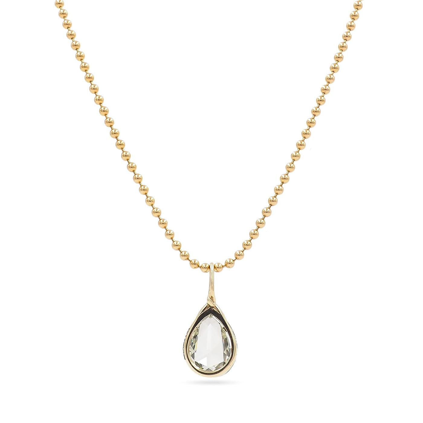 2.02 Carat Pear-Shaped Rose Cut Diamond Pendant Necklace from Bespoke by Platt