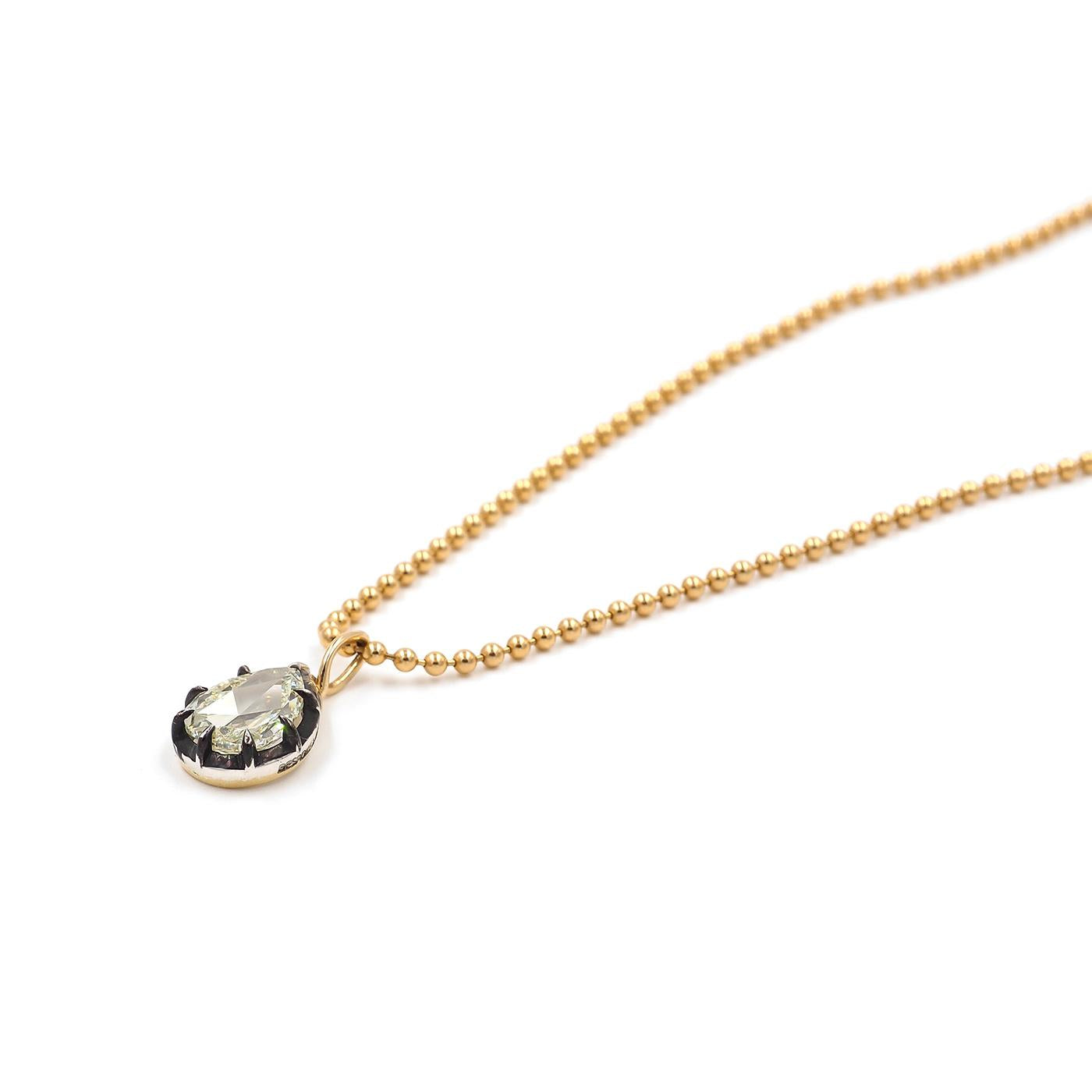 2.02 Carat Pear-Shaped Rose Cut Diamond Pendant Necklace from Bespoke by Platt