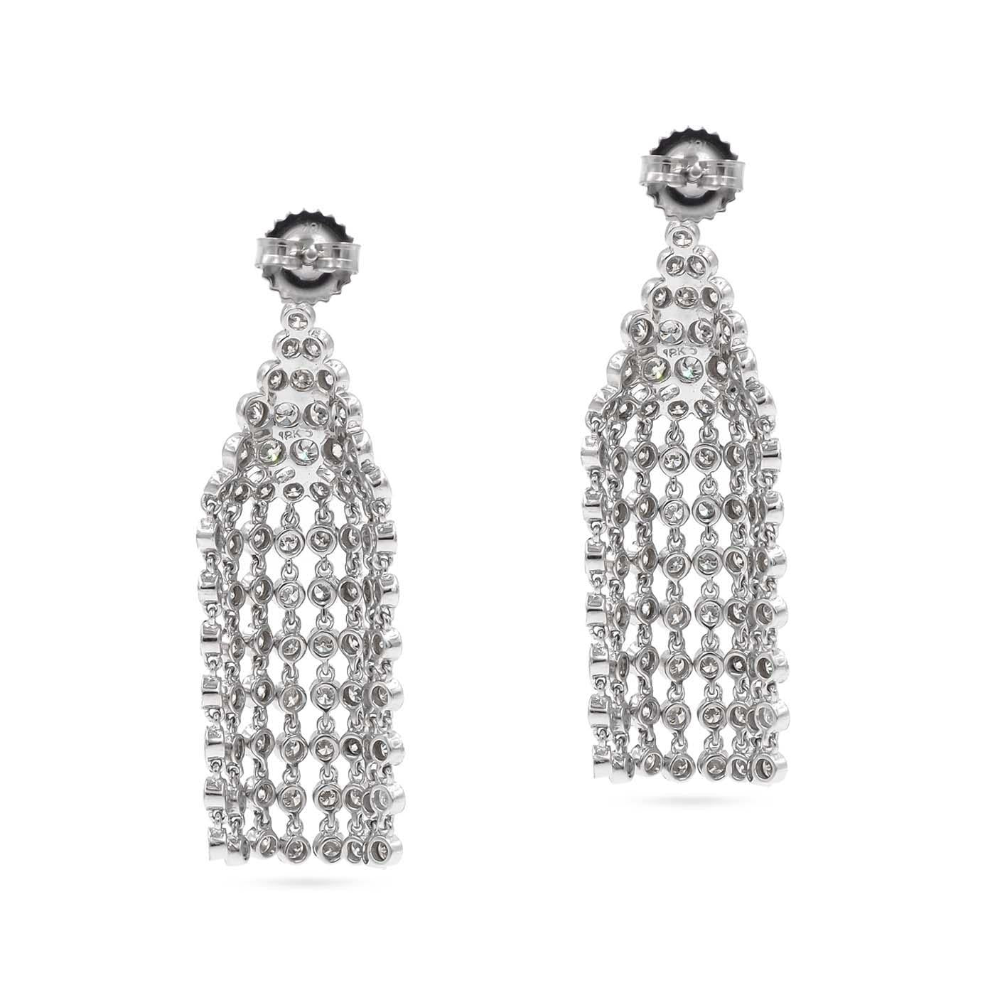 Vintage 5.14 Ctw. Round Brilliant Cut Diamonds 'Chandelier' Dangle Earrings