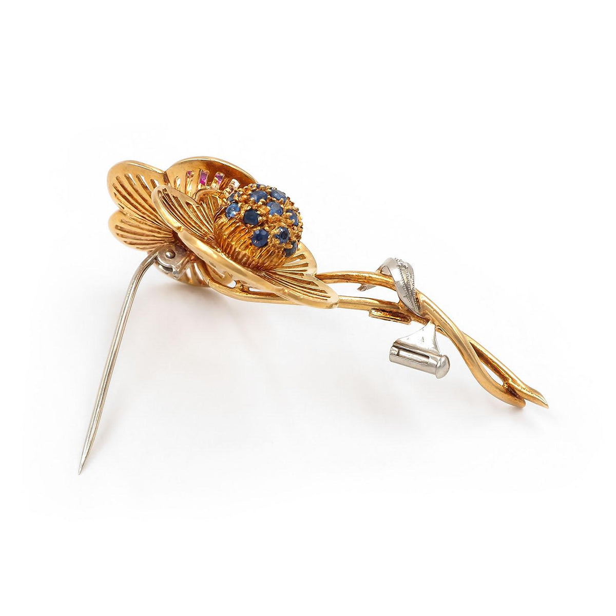 Retro Sapphire & Ruby 'Floral Bouquet' Brooch