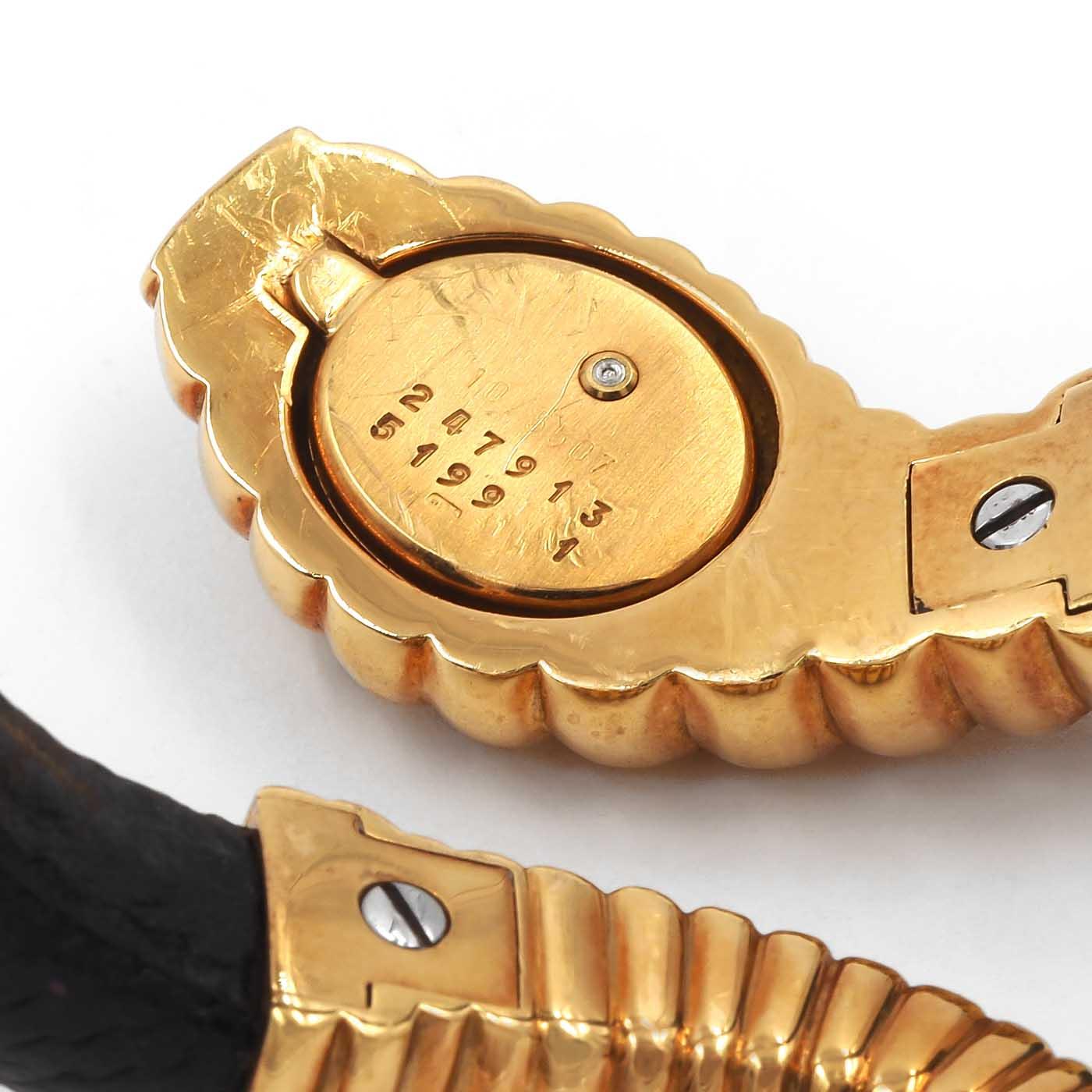 Vintage Diamond & Gold Leather Snake Wrap Cuff Watch Bracelet by Chopard