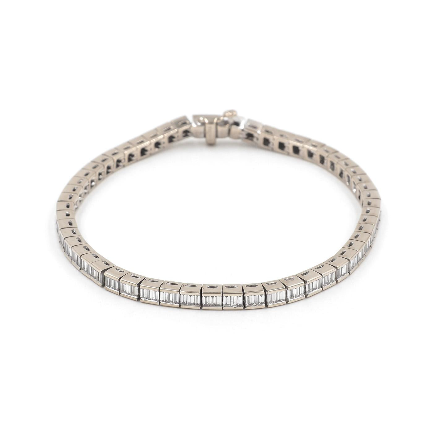 Vintage 3.23 Ctw. Baguette Cut Diamond Line Bracelet