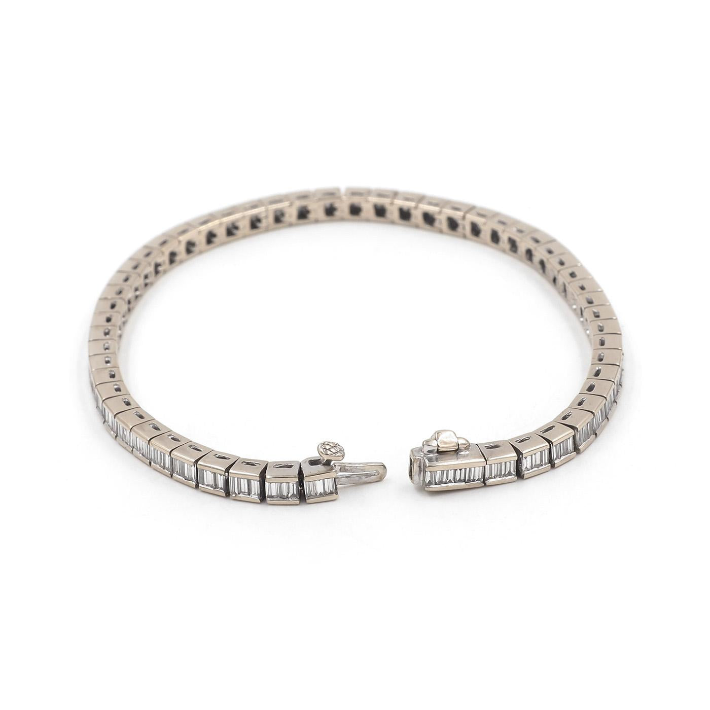 Vintage 3.23 Ctw. Baguette Cut Diamond Line Bracelet