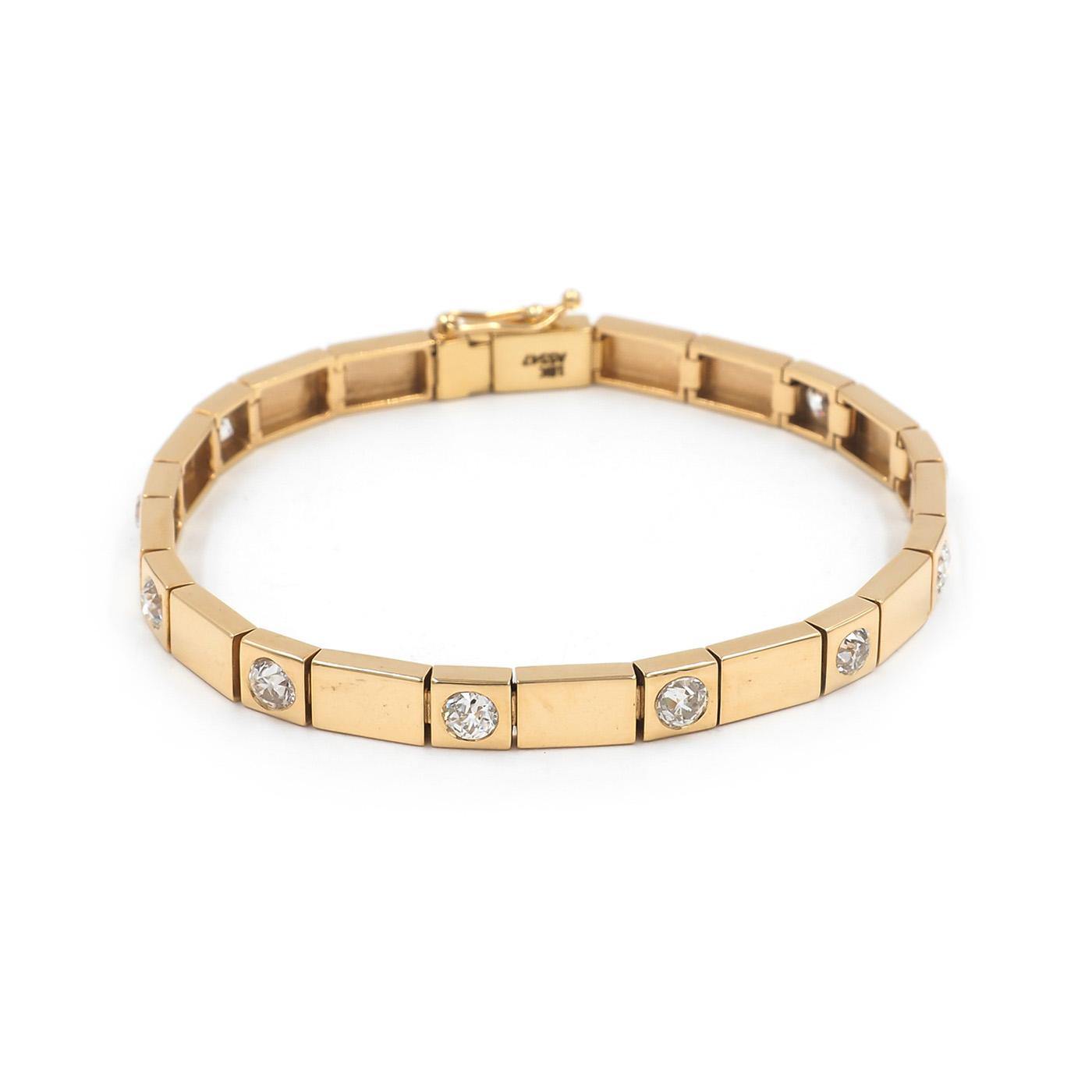 2.15 Ctw. Old European Cut Diamond Rectangular-Link Line Bracelet from