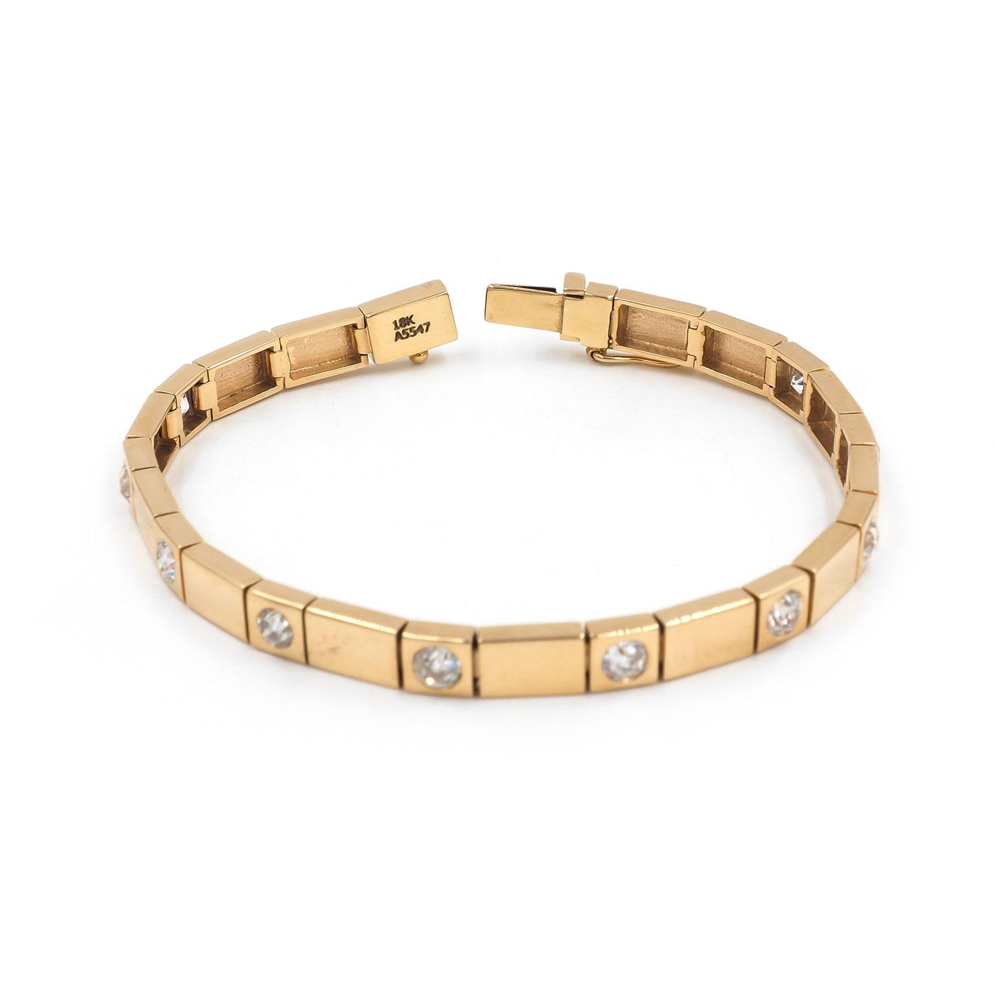 2.15 Ctw. Old European Cut Diamond Rectangular-Link Line Bracelet from