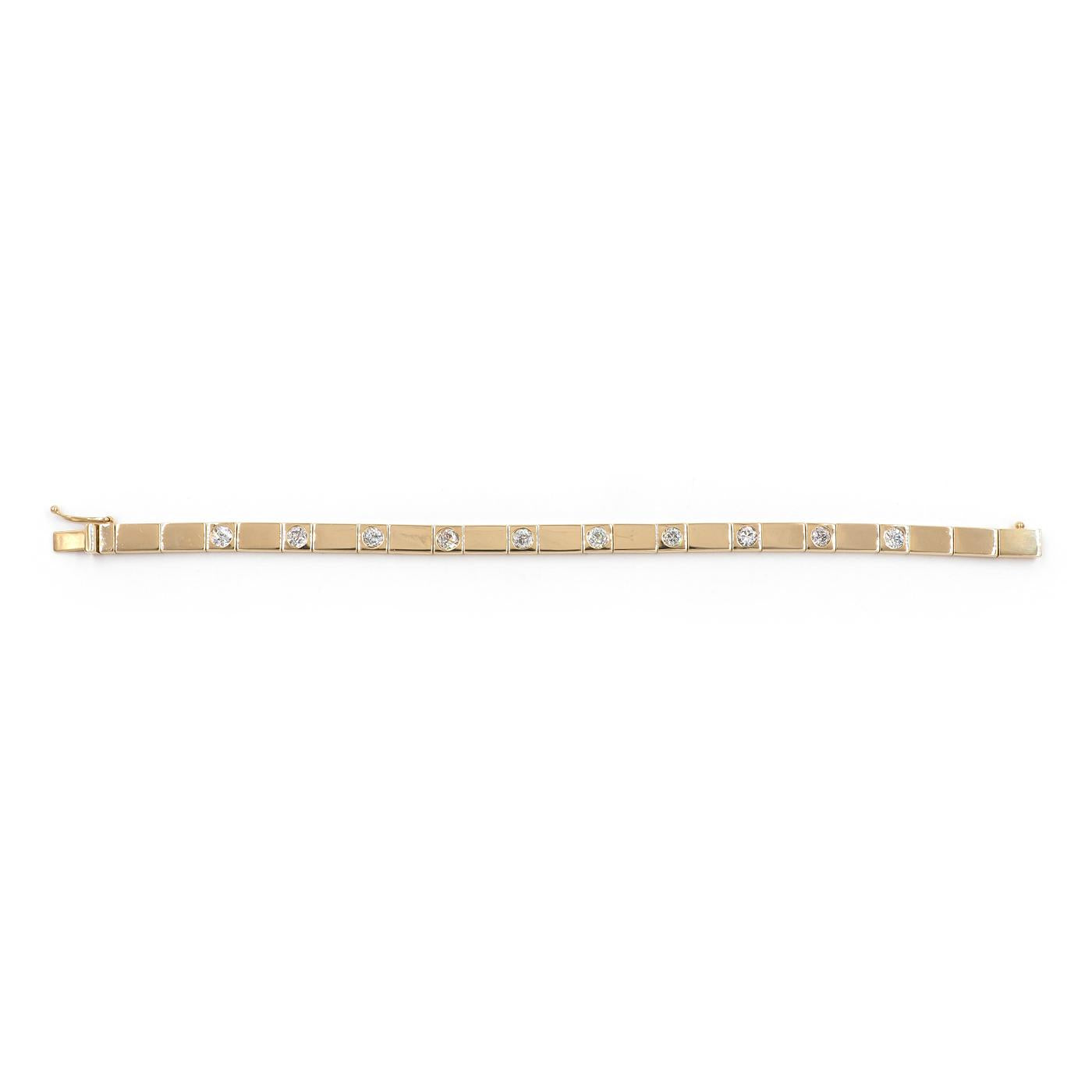 2.15 Ctw. Old European Cut Diamond Rectangular-Link Line Bracelet from