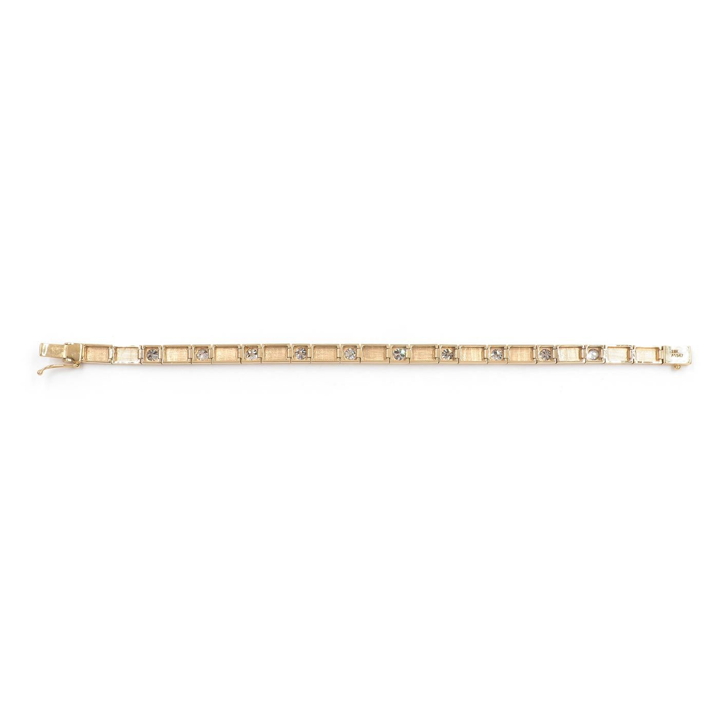 2.15 Ctw. Old European Cut Diamond Rectangular-Link Line Bracelet from
