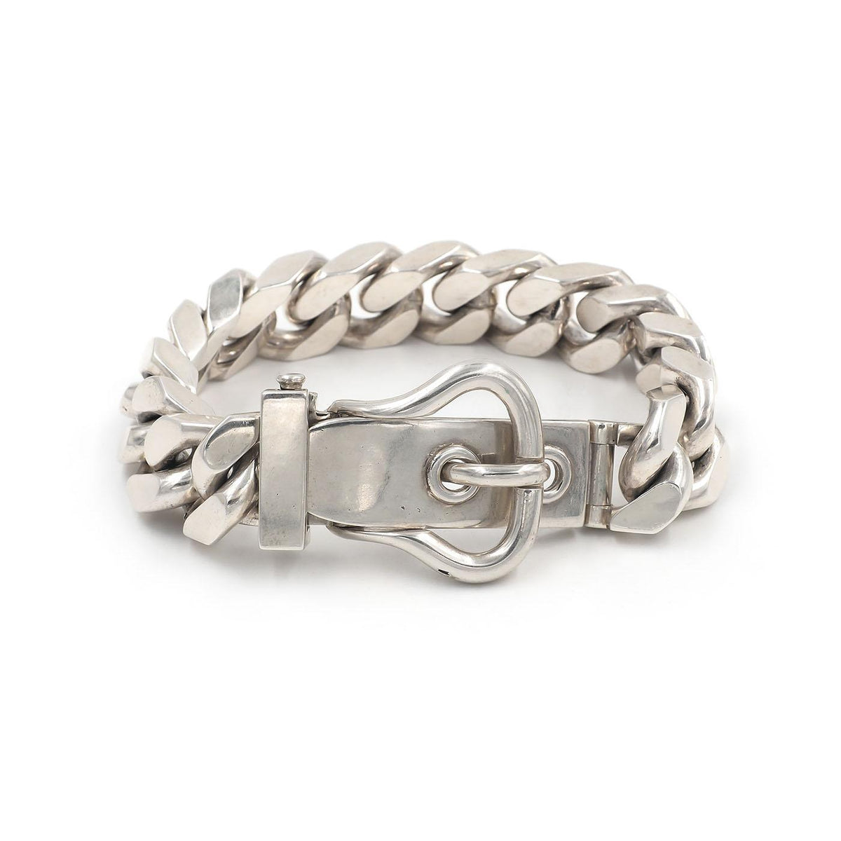 Vintage 'Boucle Sellier' Buckle & Curb Link Bracelet by Hermès