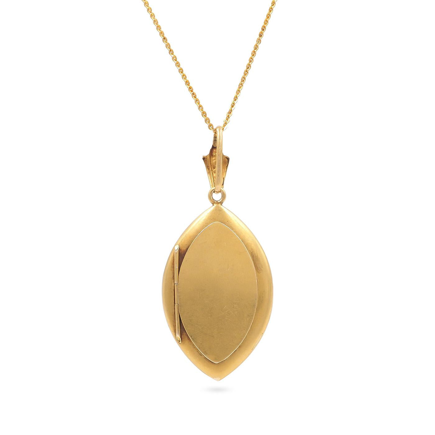 Victorian Diamond-Set Ornate Locket Pendant Necklace