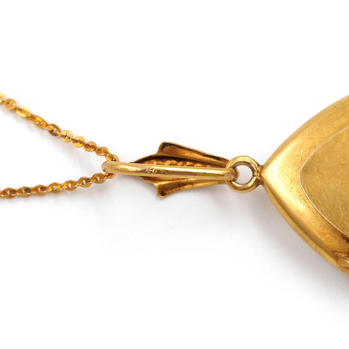 Victorian Diamond-Set Ornate Locket Pendant Necklace