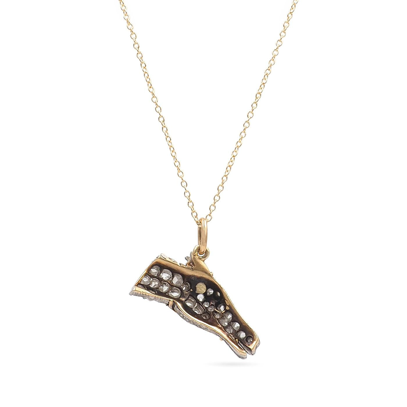 Edwardian Rose Cut Diamond Bridled Horse Head Pendant Necklace