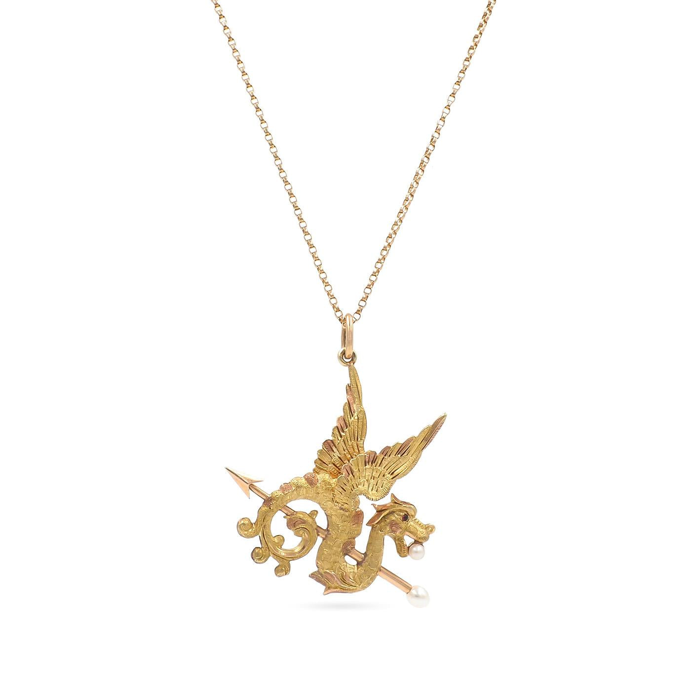 Victorian Griffin Pendant Necklace