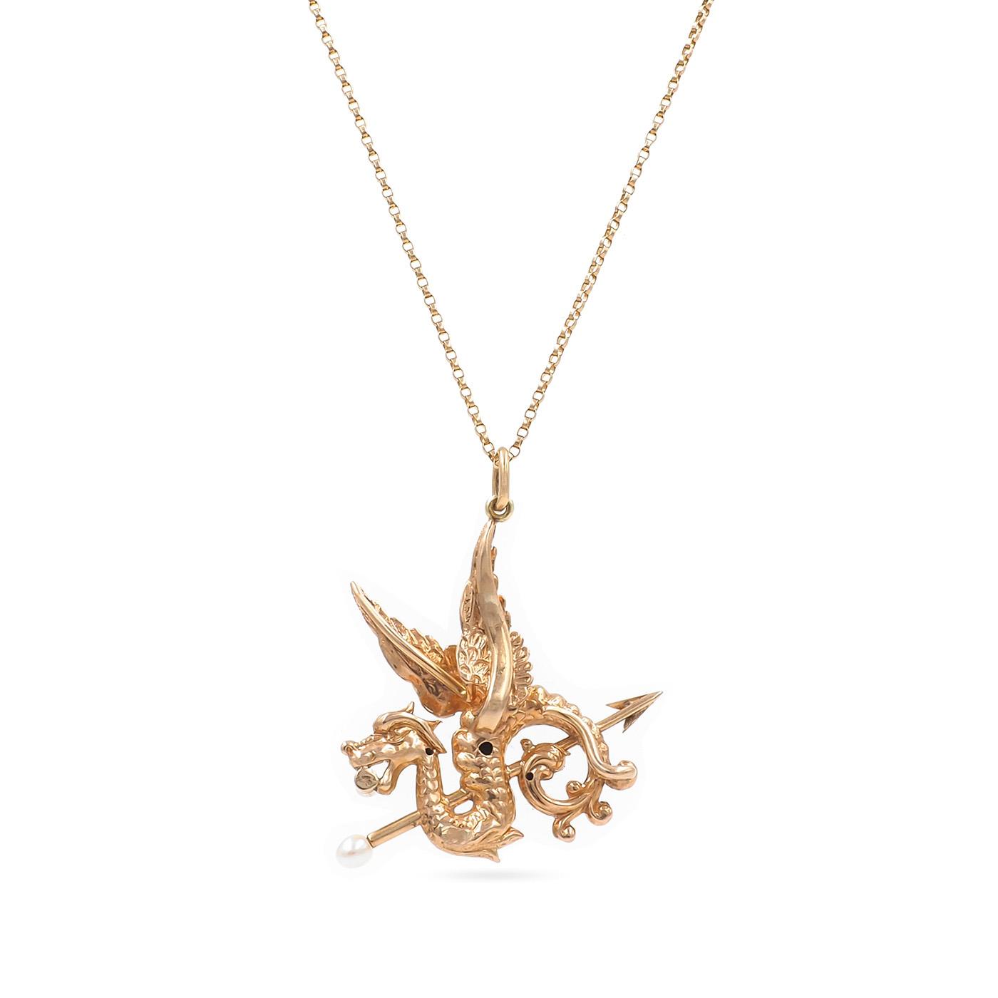 Victorian Griffin Pendant Necklace