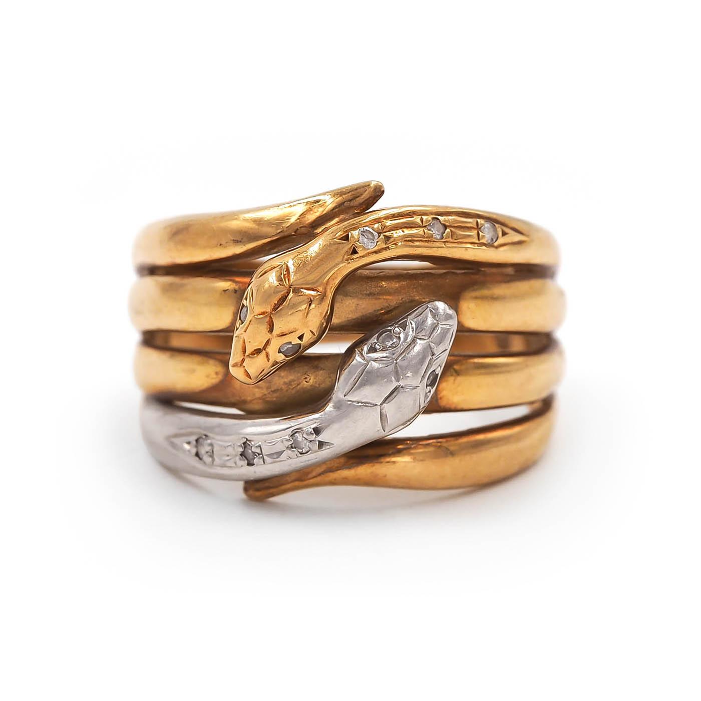 Vintage Two-Tone Double Coiled Snake Ring