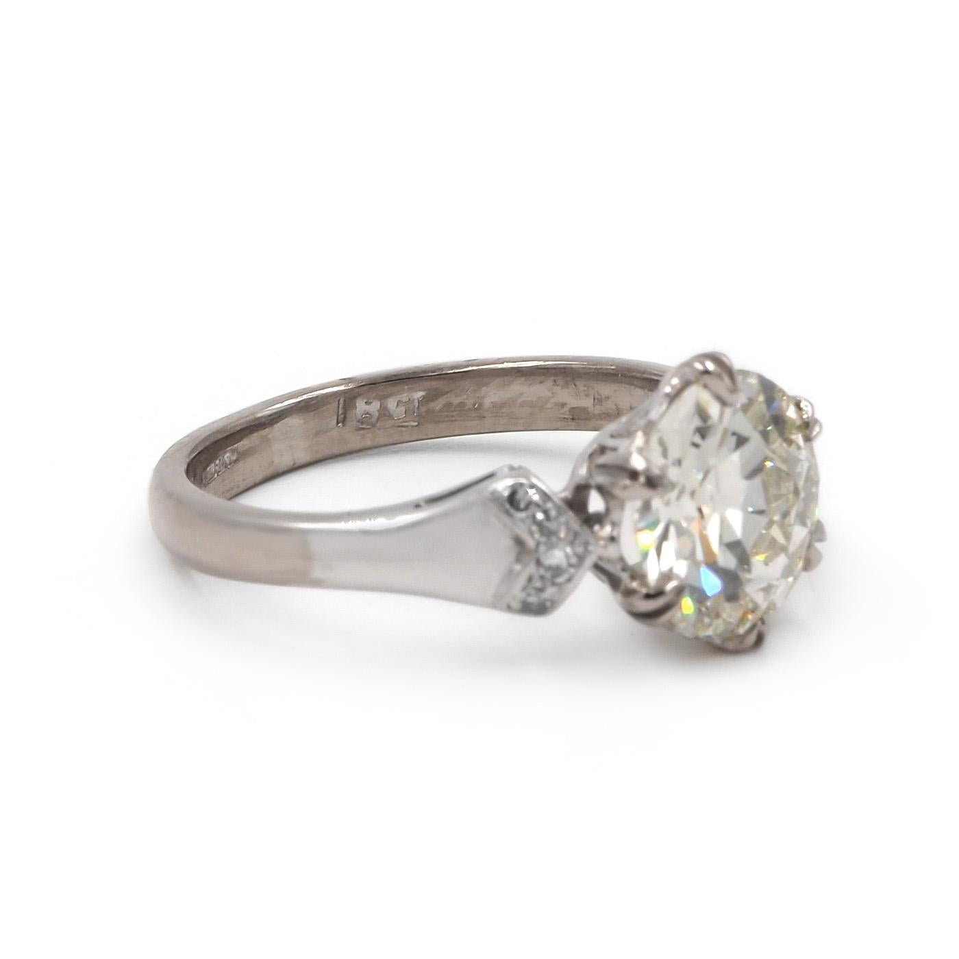 Art Deco 2.08 Ct. Old European Cut Diamond Engagement Ring