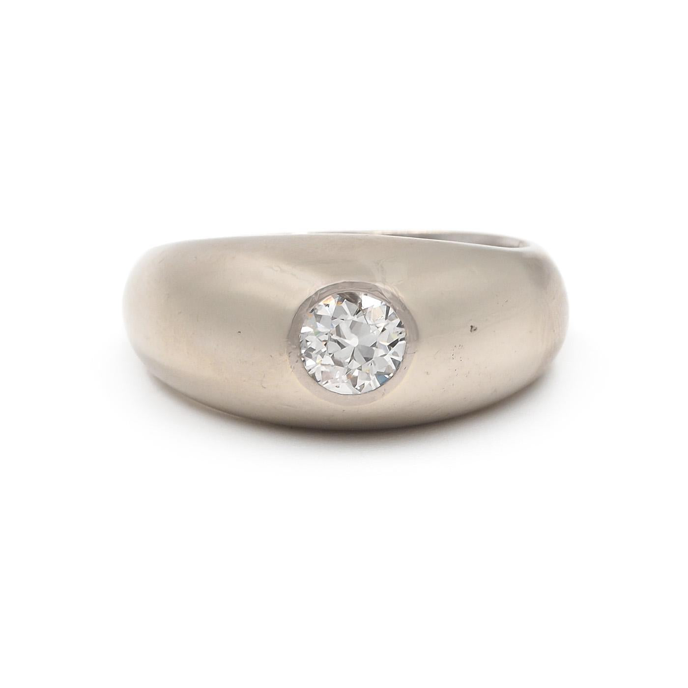 Art Deco 0.60 Ct. Old European Cut Diamond Domed Gypsy Ring