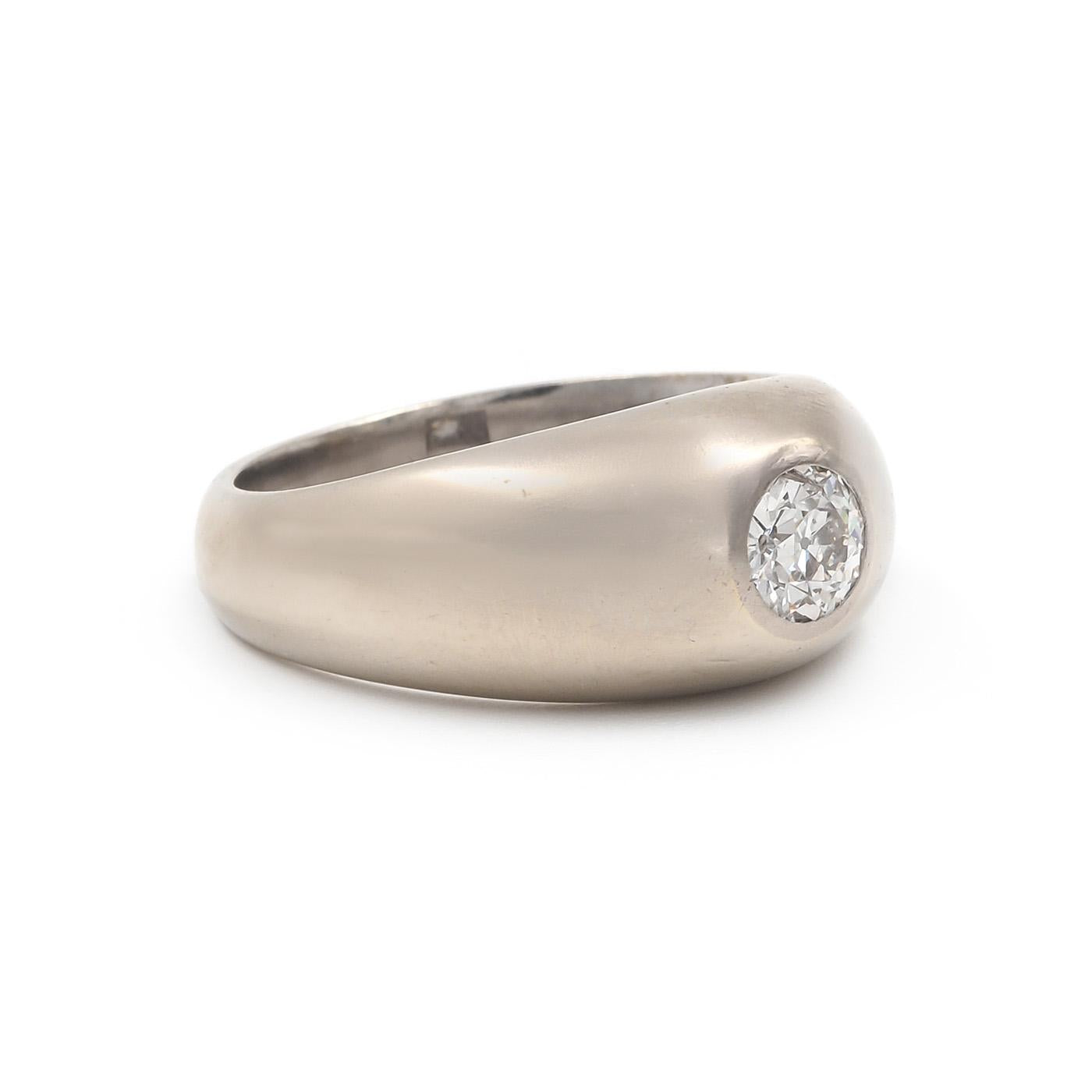 Art Deco 0.60 Ct. Old European Cut Diamond Domed Gypsy Ring