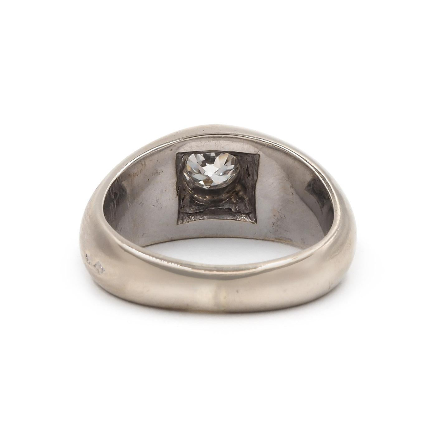 Art Deco 0.60 Ct. Old European Cut Diamond Domed Gypsy Ring
