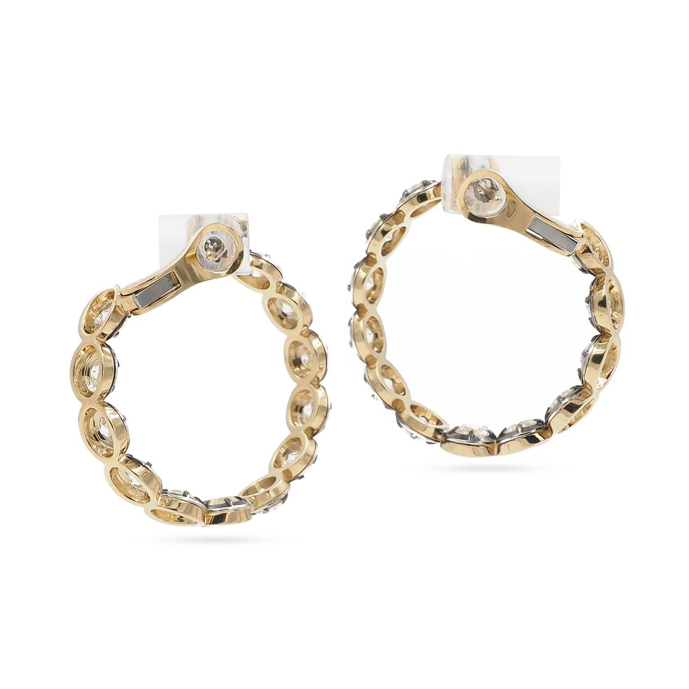 5.21 Ctw. Old European Cut Diamond Collet-Set Hoop Earrings from Bespoke by Plat