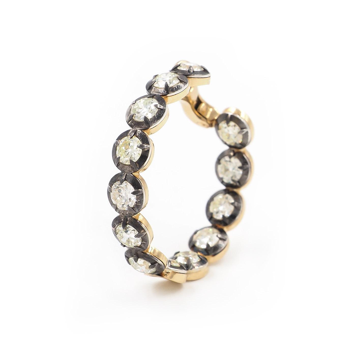 5.21 Ctw. Old European Cut Diamond Collet-Set Hoop Earrings from Bespoke by Plat