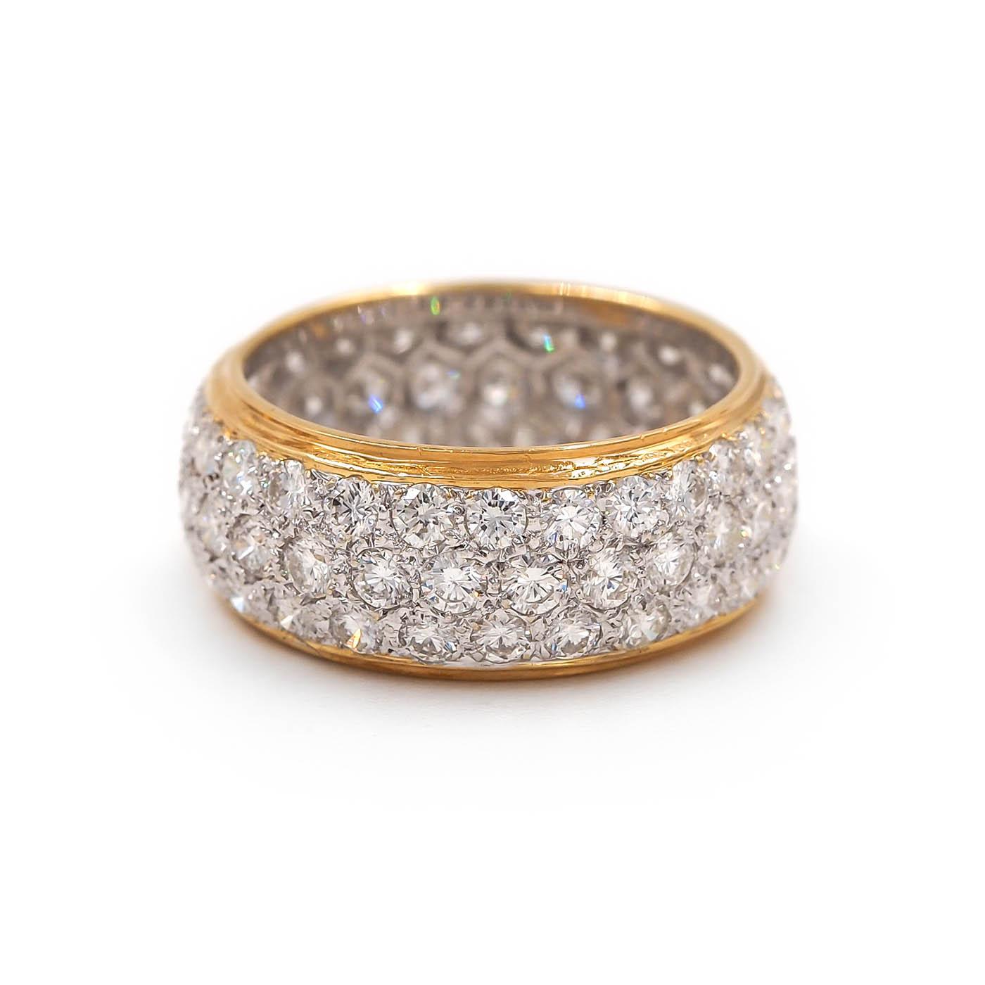 Vintage 2.54 Ctw. Round Brilliant Cut Diamond Full Pavé Two-Tone Band Ring