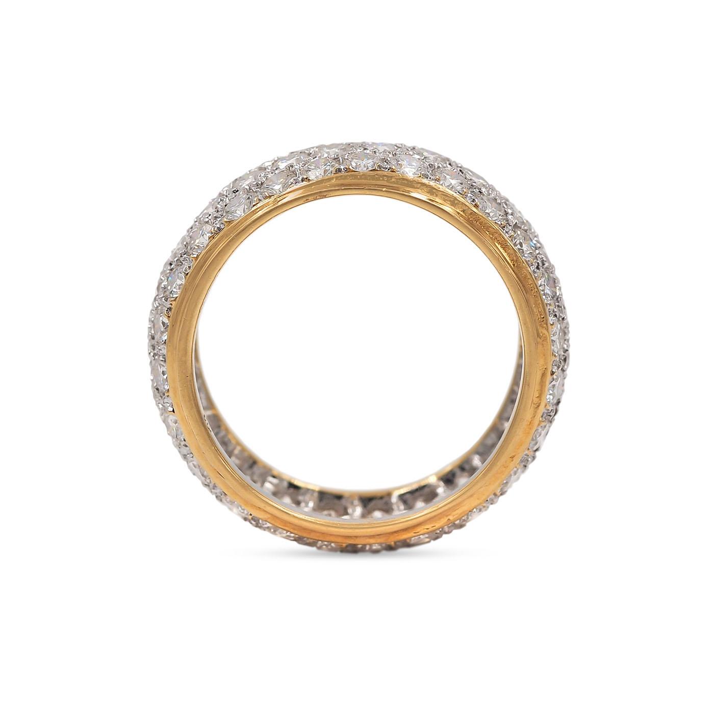 Vintage 2.54 Ctw. Round Brilliant Cut Diamond Full Pavé Two-Tone Band Ring