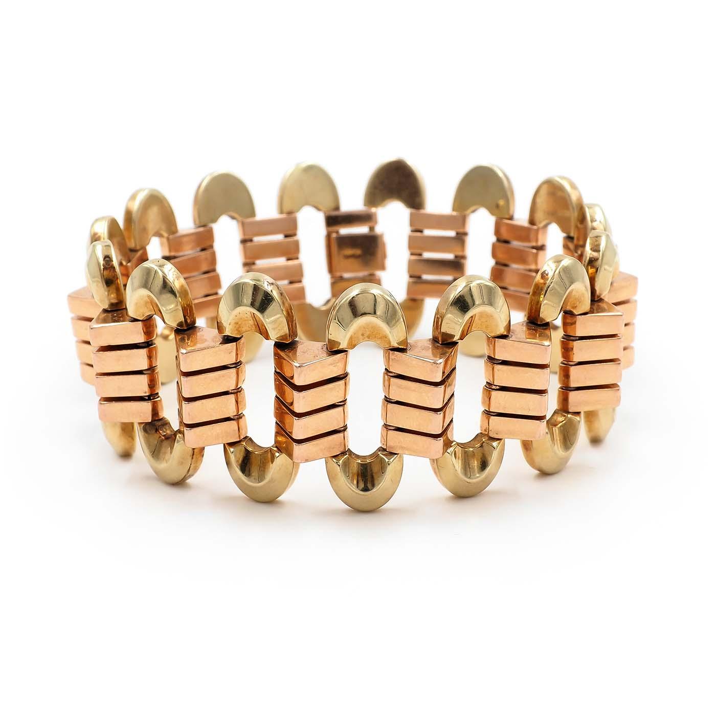 Retro Two-Tone Tank Bracelet