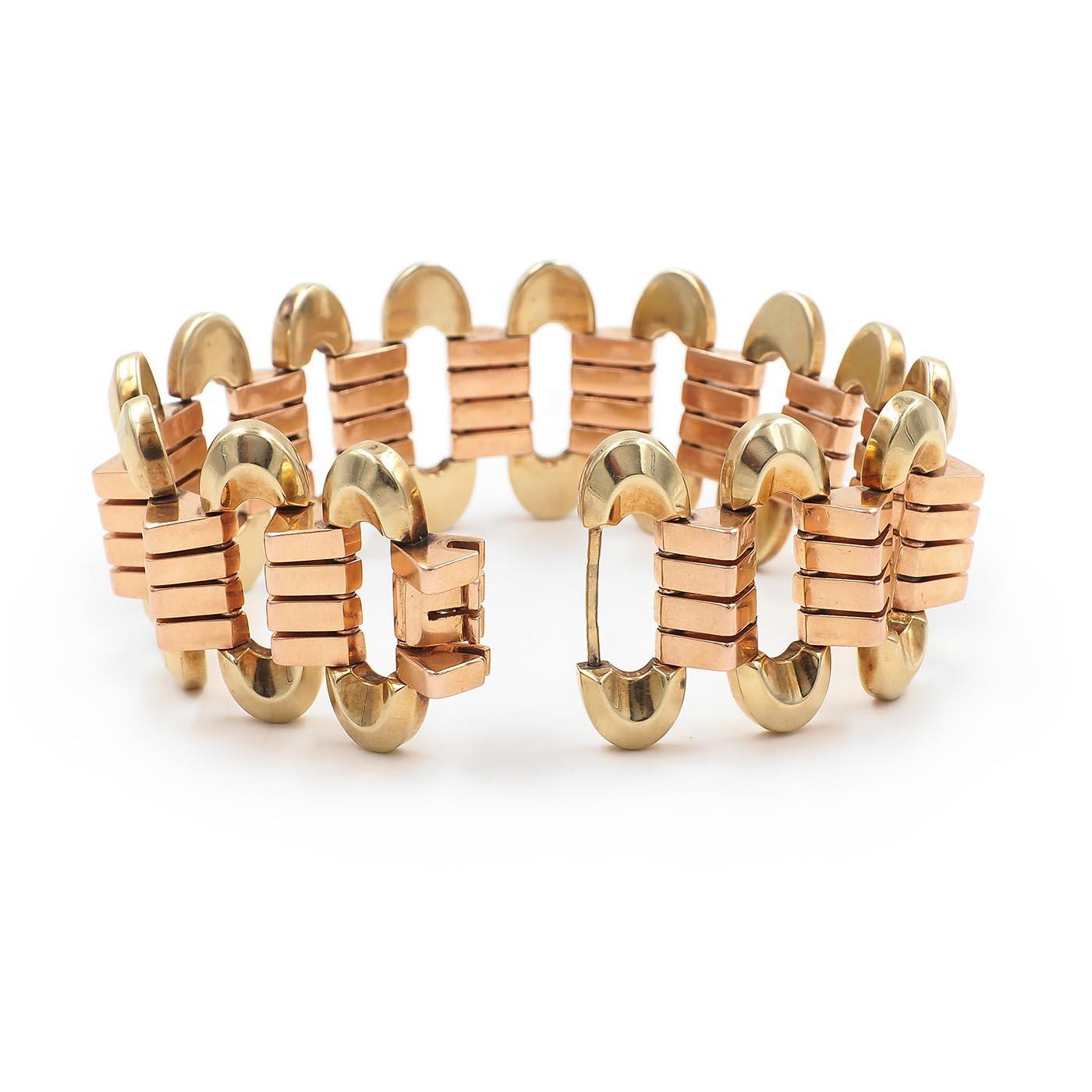 Retro Two-Tone Tank Bracelet