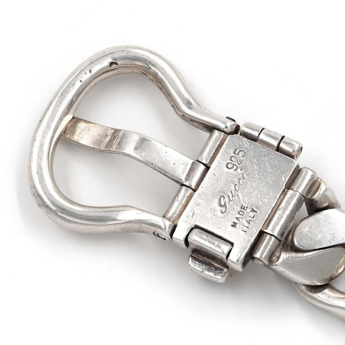 Vintage Buckle, Black Enamel, & Curb Link Bracelet by Gucci