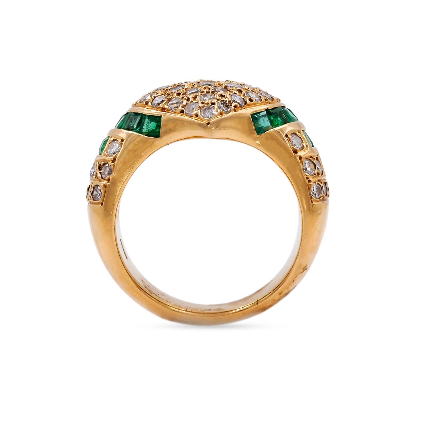 Vintage 0.50 Ctw. Diamond & 1.75 Ctw Emerald Heart Ring