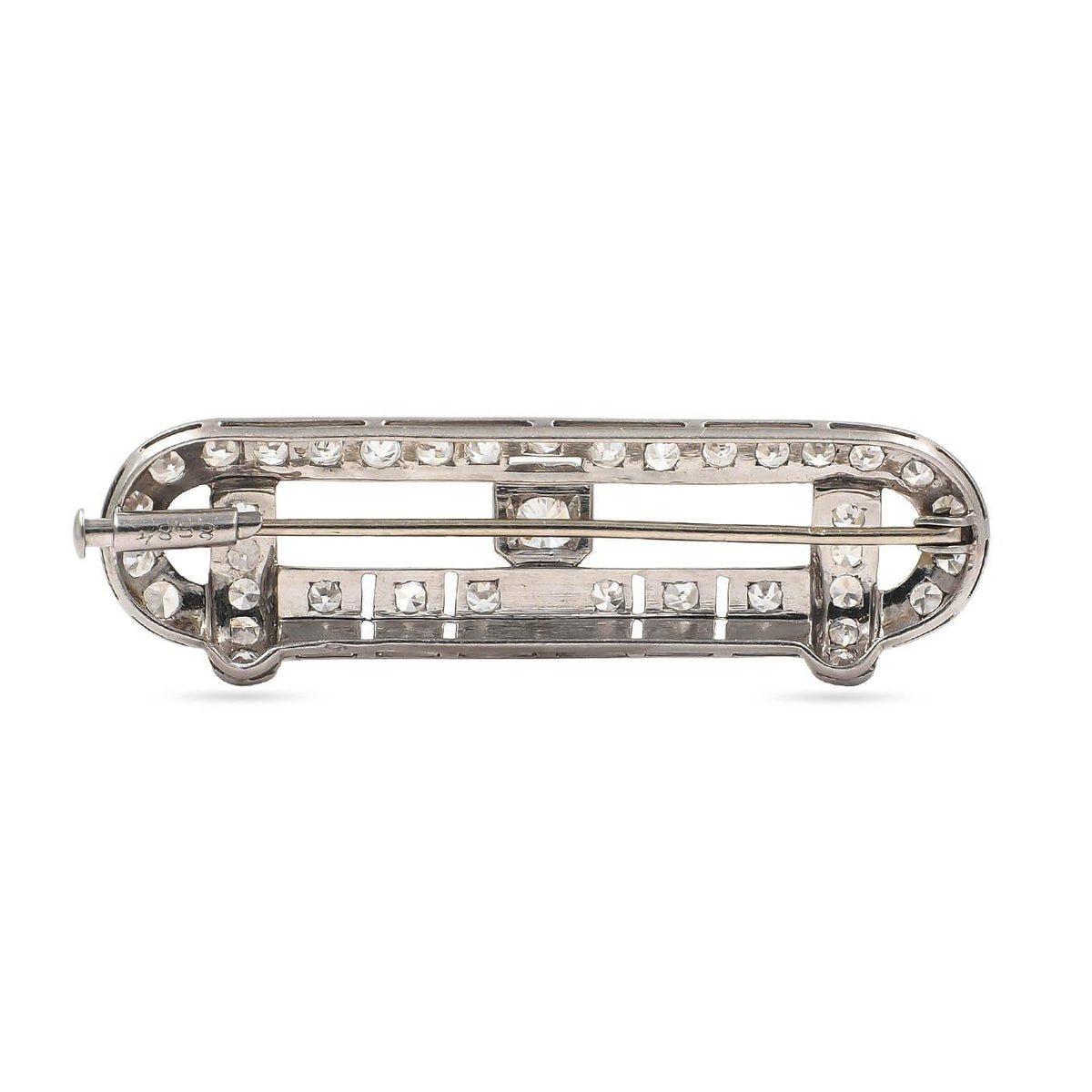 Art Deco 1.33 Ctw. Diamond Geometric Buckle Pin Brooch