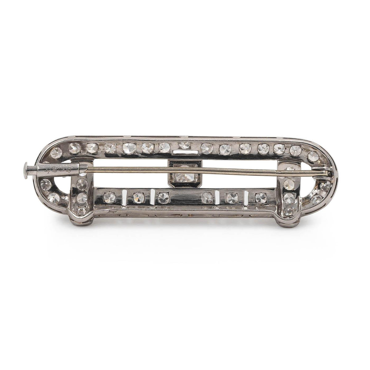 Art Deco 1.33 Ctw. Diamond Geometric Buckle Pin Brooch