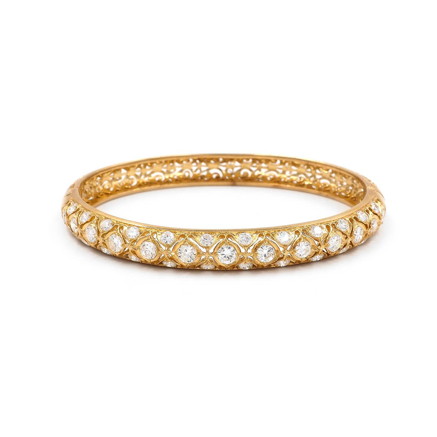 Vintage 3.60 Ctw. Vintage Geometric-Style Bangle Bracelet