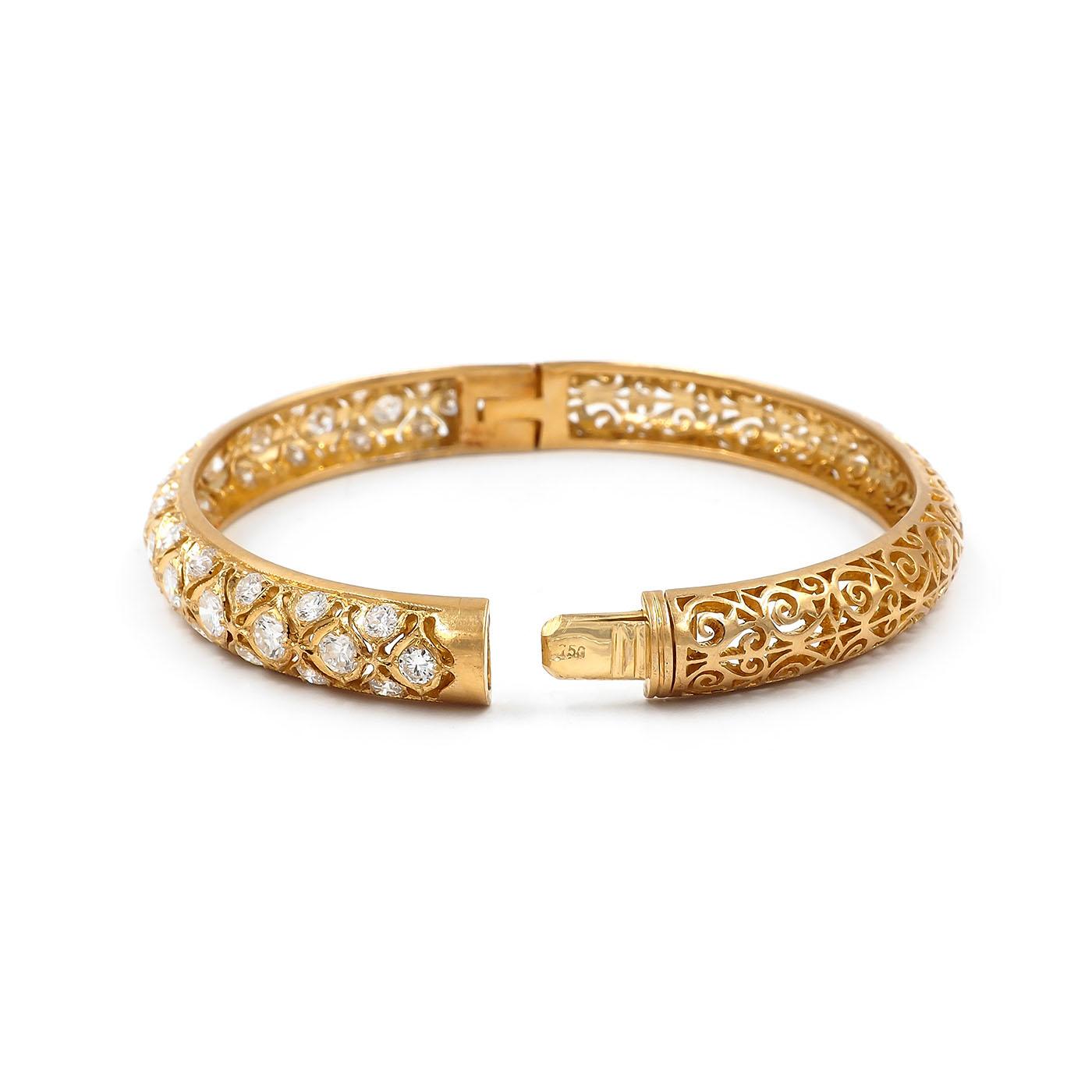 Vintage 3.60 Ctw. Vintage Geometric-Style Bangle Bracelet