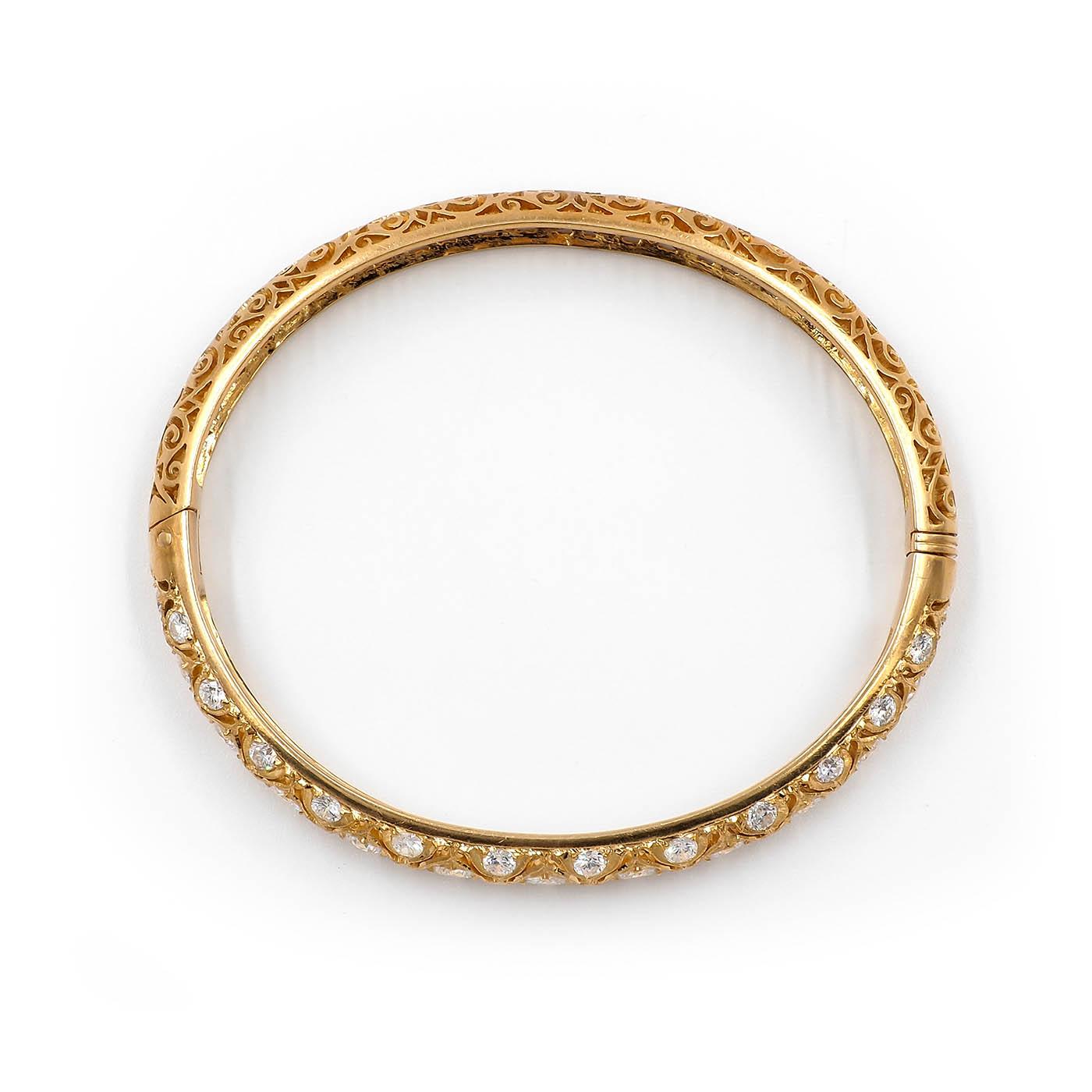 Vintage 3.60 Ctw. Vintage Geometric-Style Bangle Bracelet