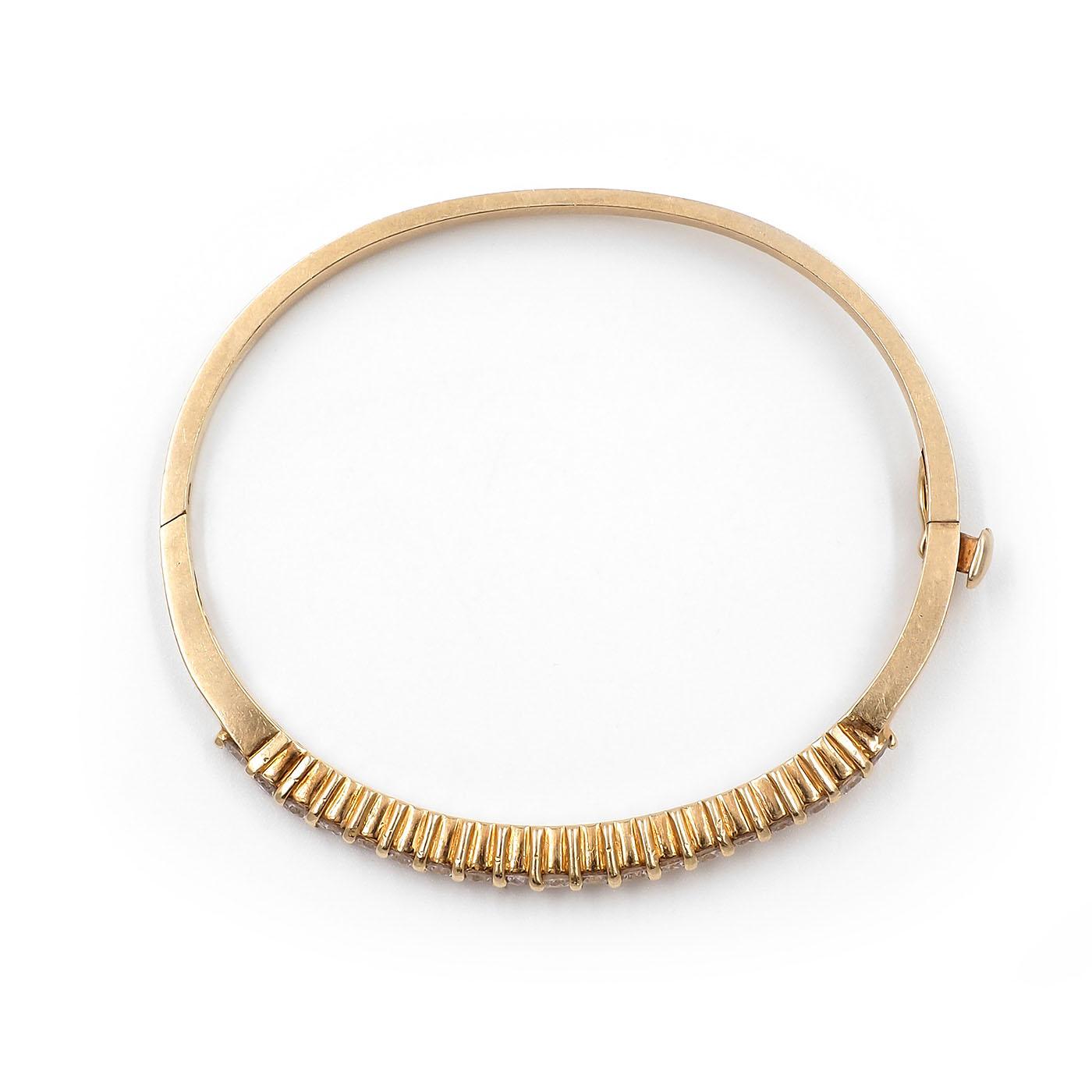 Vintage 2.00 Ctw. Round Brilliant Cut Diamond Line Bangle Bracelet