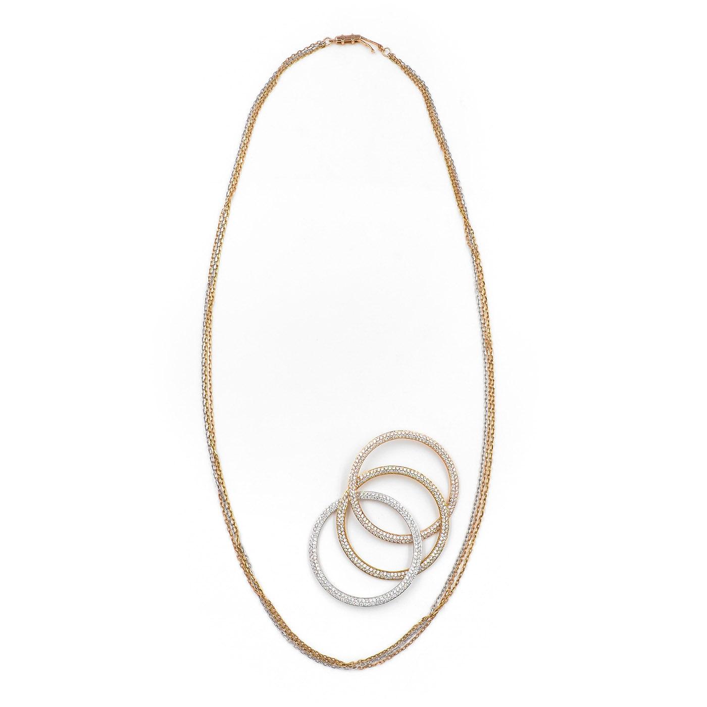 2.60 Ctw. Diamond 'Trinity' Tri-Color Gold Pendant Necklace by