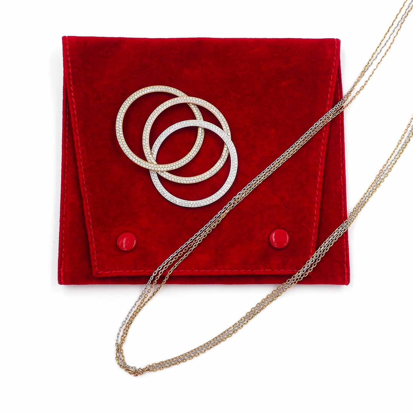 2.60 Ctw. Diamond 'Trinity' Tri-Color Gold Pendant Necklace by Cartier