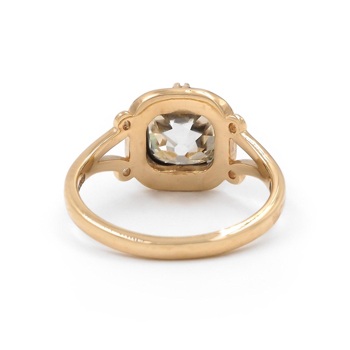 2.56 Ct. Old Mine Cut Diamond & Enamel Engagement Ring from Bespoke by Platt