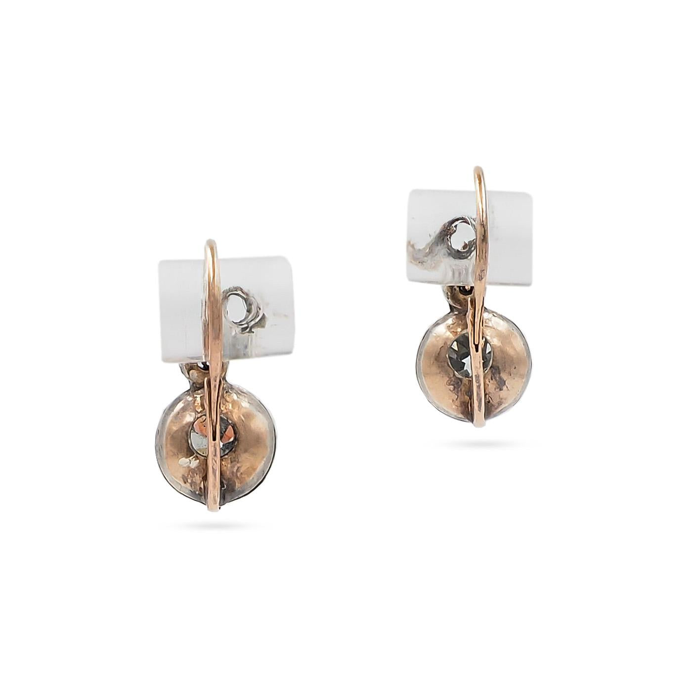 Victorian 0.85 Ct. & 0.80 Ct. Old European Cut Diamond Drop Earrings