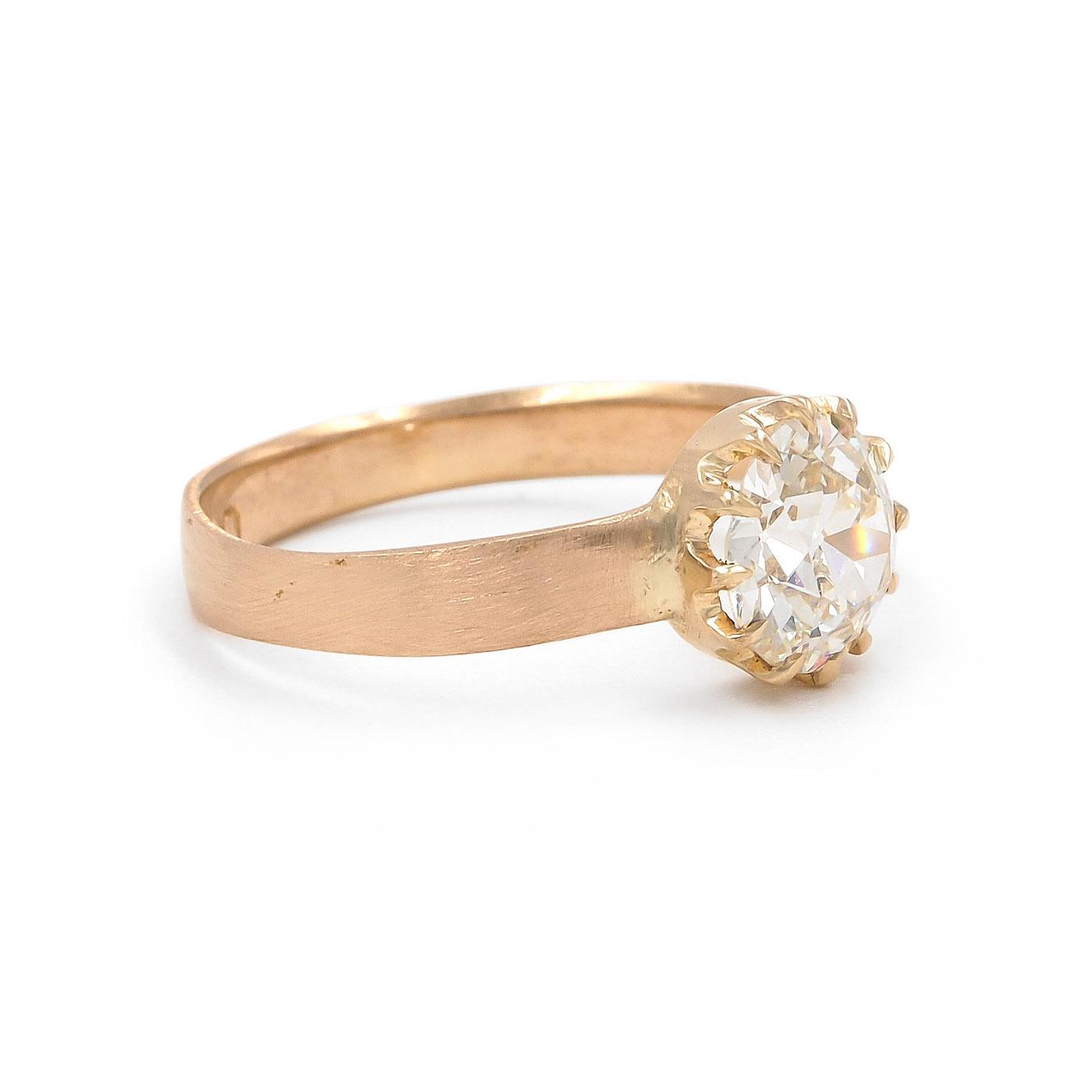 Edwardian 1.21 Ct. Old European Cut Diamond Solitaire Engagement Ring