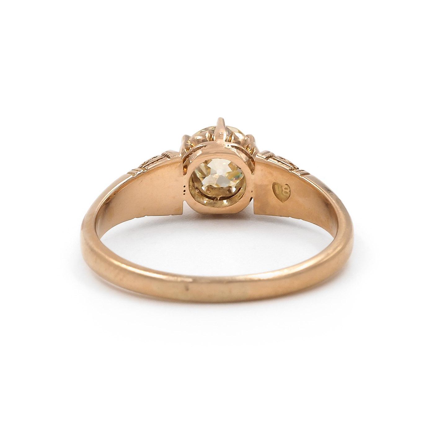 Victorian 0.77 Ct. Old Mine Cut Diamond Solitaire Engagement Ring