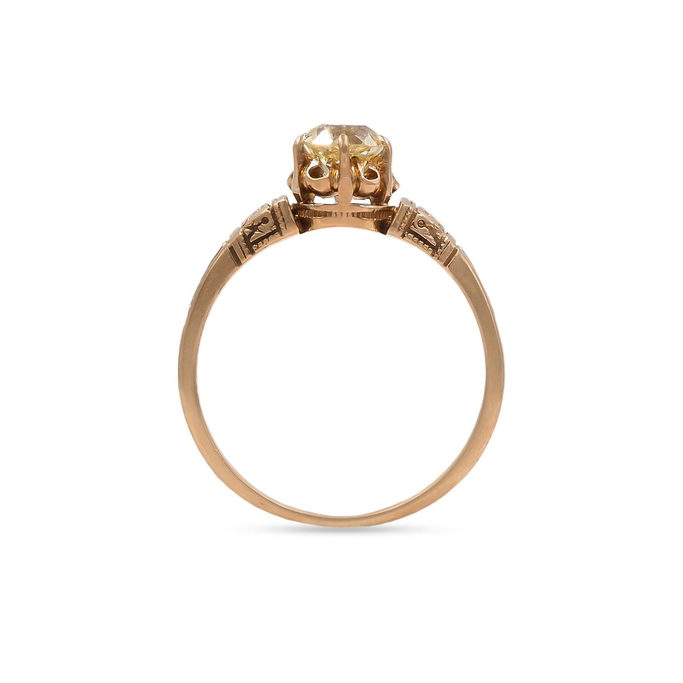 Victorian 0.77 Ct. Old Mine Cut Diamond Solitaire Engagement Ring