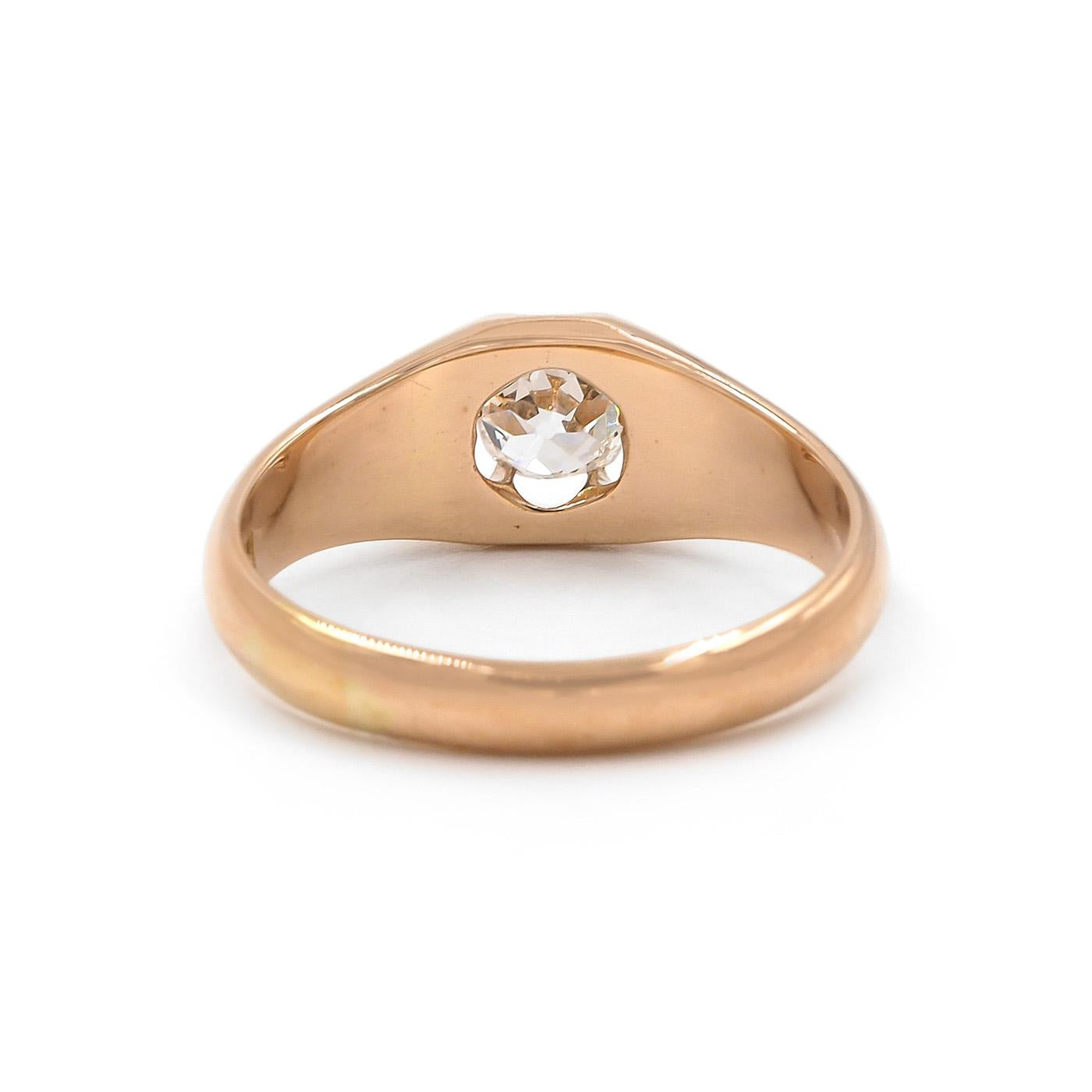 Victorian 0.50 Ct. Old Mine Cut Diamond Belcher-Domed Ring