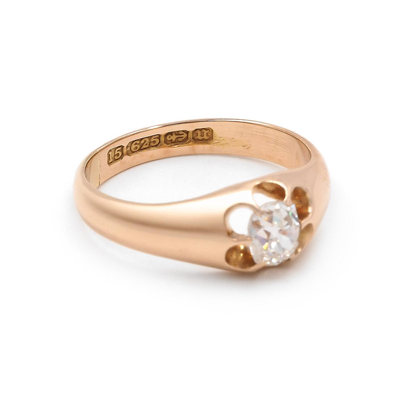 Victorian 0.50 Ct. Old Mine Cut Diamond Belcher-Domed Ring