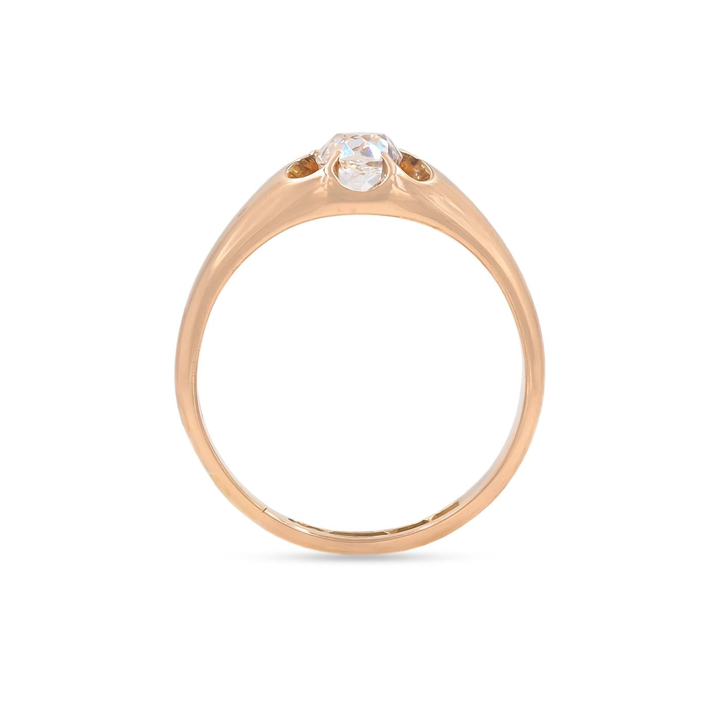 Victorian 0.50 Ct. Old Mine Cut Diamond Belcher-Domed Ring