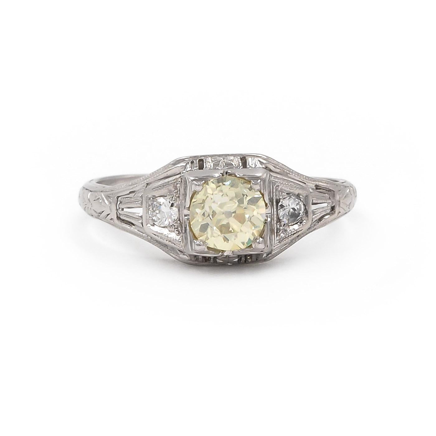 Art Deco 0.55 Ct. Old European Cut Diamond Engagement Ring
