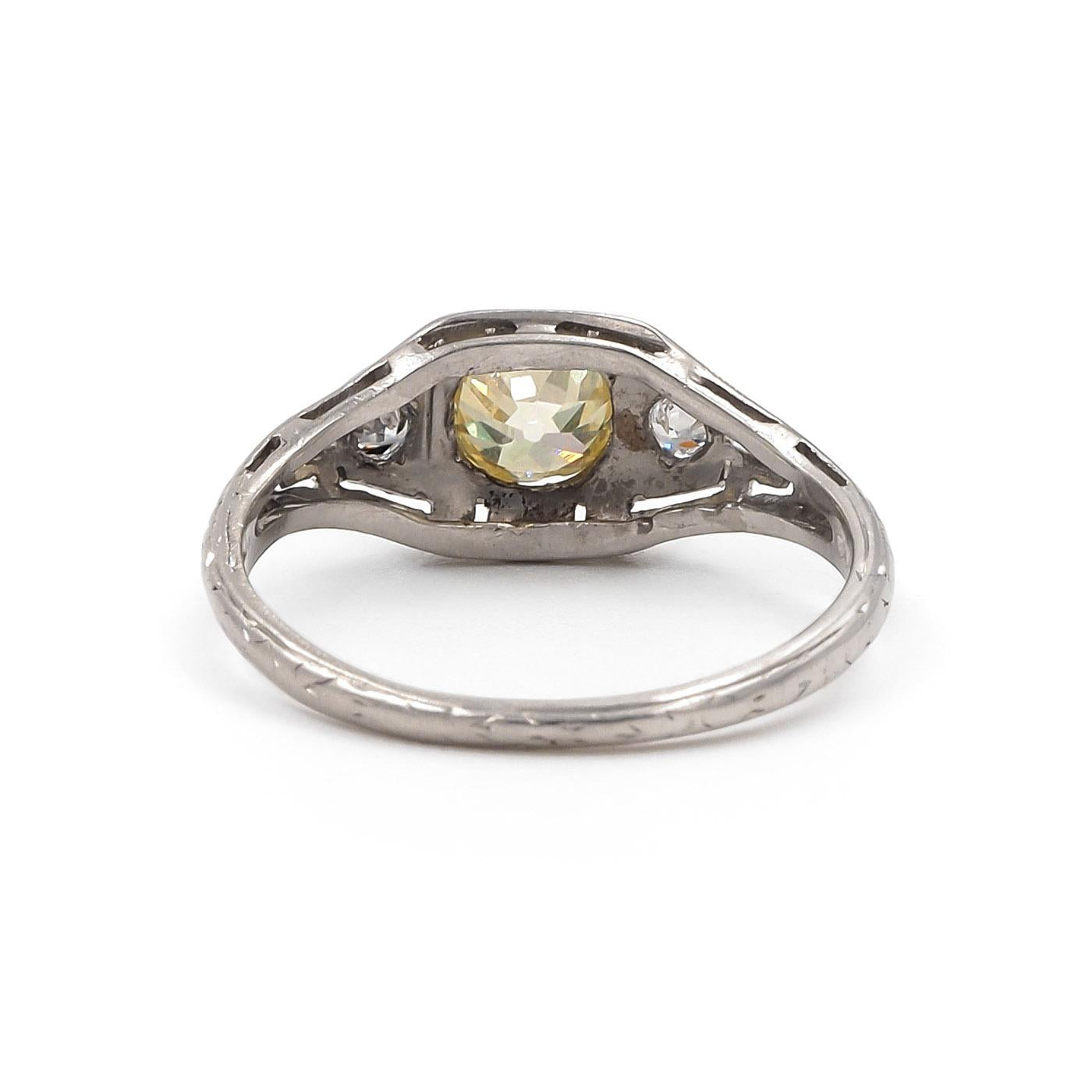 Art Deco 0.55 Ct. Old European Cut Diamond Engagement Ring